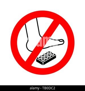 Stop Plastic construction Detail. Step onto the Constructor. Red road Forbidding Detail Plastic Designer. Stock Vector
