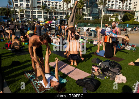 Gymnatics, Beach, Santa Monica, Los Angeles, California, USA Stock Photo