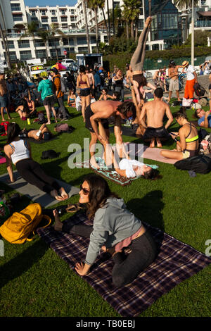 Gymnatics, Beach, Santa Monica, Los Angeles, California, USA Stock Photo