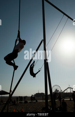 Gymnatics, Beach, Santa Monica, Los Angeles, California, USA Stock Photo