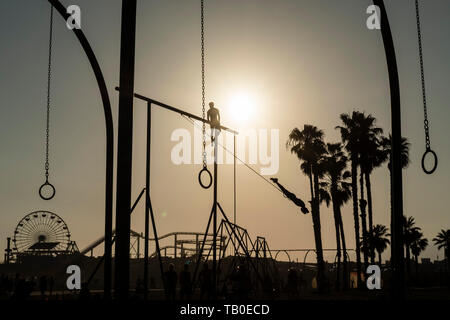 Gymnatics, Beach, Santa Monica, Los Angeles, California, USA Stock Photo