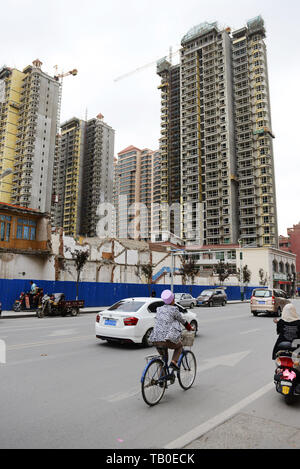 New tall residential buildings replacing the old neighborhoods in many cities in China. Stock Photo