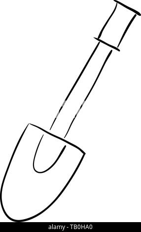 Shovel, Gardening Equipment, Trowel isolated on white background. sketch style. Camping. Ink Pen Stock Vector