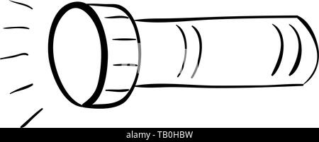 Flashlight vector flat material design isolated on white. sketch style Stock Vector