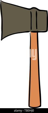 Old used hatchet ax with wooden handle tool isolated on white background Stock Vector