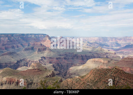 Grand Canyon from South Rim, with clouds in sky in late afternoon. Stock Photo