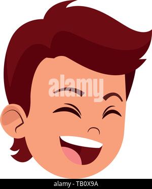 boy laughing hard face avatar Stock Vector