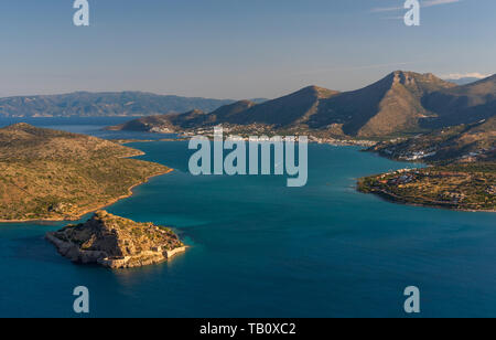 Gulf of Mirabello with Spinalonga island, Crete, Greece Stock Photo
