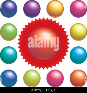 Vector illustration. 3D balls in different colors. The red one with crown. Stock Vector