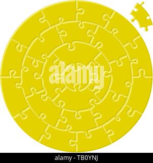 Vector illustration. Circular simple puzzle in yellow. Four concentric circles. Stock Vector