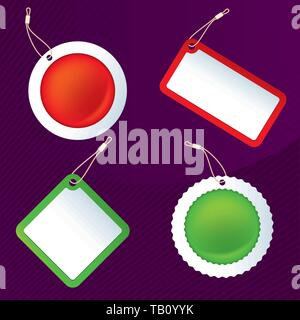 Vector illustration. Four tags in different shapes with copy space. Stock Vector