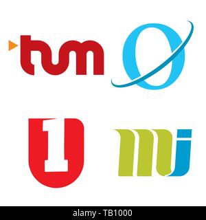 Vector illustration. Four text icons in geometric shape. Clean and plain. Stock Vector