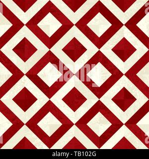 Vector illustration. Seamless tile background in red and beige. Square tiles. Stock Vector