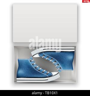 Opened Shoe Box with Gumshoes Stock Vector