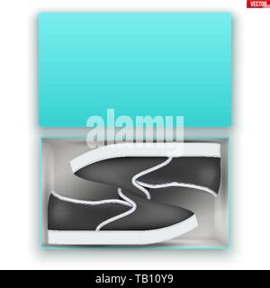 Opened Shoe Box with Gumshoes Stock Vector