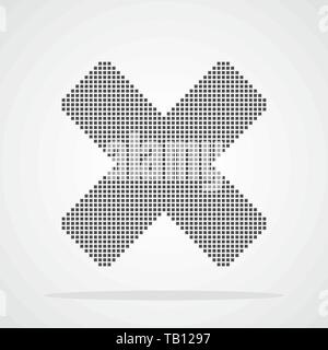 Pixel art design of X - cross. Vector illustration. Abstract reject cross in pixel style isolated Stock Vector