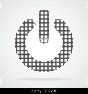 Pixel art design of Power button. Vector illustration. Abstract Power button in pixel style isolated Stock Vector