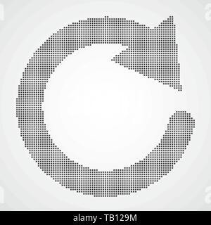 Arrow refresh, reload or rotation in Pixel art design. Vector illustration. Black circle arrow in flat style Stock Vector