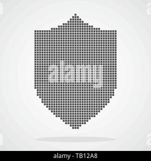 Pixel art design of a Shield icon. Vector illustration. Abstract Shield icon in pixel style isolated Stock Vector
