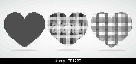 Heart in pixel style. Vector illustration. Abstract heart icon isolated Stock Vector