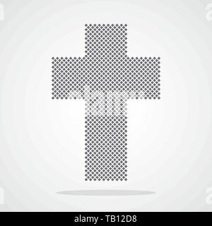 Pixel art design of Christian Cross. Vector illustration. Abstract Christian Cross in pixel style isolated Stock Vector