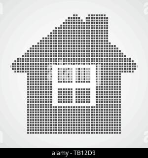 Pixel art design of a House icon. Vector illustration. Abstract Building icon in pixel style isolated Stock Vector