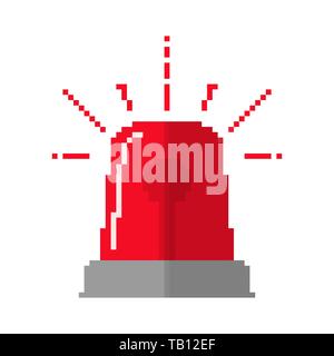 Pixel art design of the Flasher or Siren. Vector illustration. Red Flasher or Siren icon in pixel style isolated Stock Vector