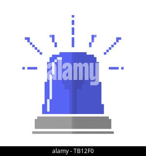 Pixel art design of the Flasher or Siren. Vector illustration. Blue Flasher or Siren icon in flat style isolated Stock Vector