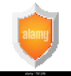 Pixel art design of a Shield icon. Vector illustration. Abstract Shield icon in pixel style isolated Stock Vector