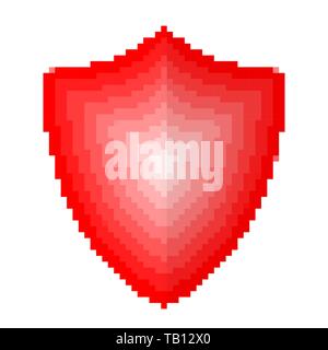 Pixel art design of a Shield icon. Vector illustration. Abstract Shield icon in pixel style isolated Stock Vector