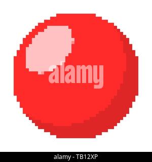 Red Ball in pixel art design. Vector illustration. Isolated Ball in flat style Stock Vector