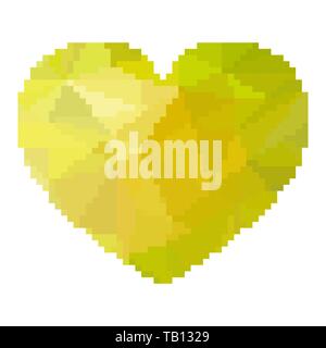Green heart in pixel style. Vector illustration. Abstract heart icon isolated Stock Vector