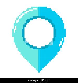 Map pointer in pixel art design. Vector illustration. Isolated location logo in flat style Stock Vector