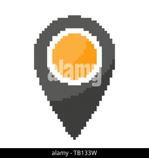 Map pointer in pixel art design. Vector illustration. Isolated location logo in flat style Stock Vector