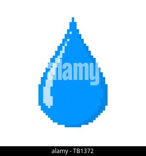 Pixel art design of a Water Drop. Vector illustration. Red Water Drop in pixel style isolated Stock Vector