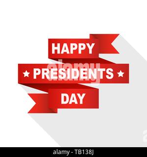 Happy Presidents Day red ribbon with text. Vector illustration. Festive ribbon of the President's Day Stock Vector