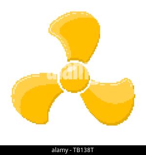 Pixel art design of the Fan. Vector illustration. Yellow Fan icon in flat style, isolated Stock Vector