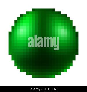 Green Ball in pixel art design. Vector illustration. Isolated Ball in flat style Stock Vector
