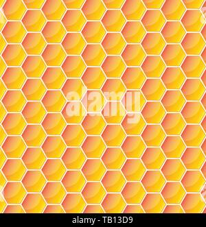 Glossy pattern with honeycomb. Vector illustration. Yellow honeycomb background Stock Vector