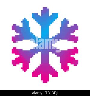 Colorful snowflake in pixel style. Vector illustration. Abstract snowflake icon isolated Stock Vector
