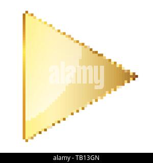 Gold Play button in pixel art style. Vector illustration. Isolated Play button in flat style Stock Vector
