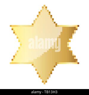 Pixel art design of Star. Vector illustration. Gold Star icon in pixel style isolated Stock Vector