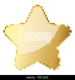 Pixel art design of Star. Vector illustration. Gold Star icon in pixel style isolated Stock Vector