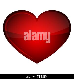 Red glossy Heart icon. Vector illustration. Symbol of love isolated on white background Stock Vector