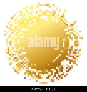 Abstract gold background in pixel art style. Vector illustration. Pixel art background in flat style Stock Vector