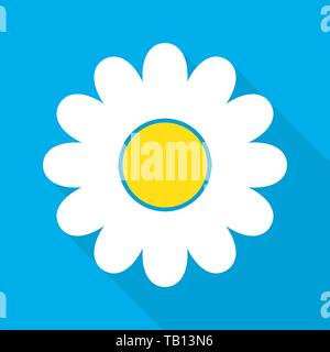 White daisy Chamomile icon. Vector illustration. Cute flower in flat style. Stock Vector