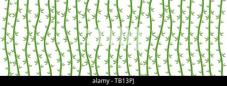 Green bamboo branches and leaves. Vector illustration. Bamboo background. Bamboo stems. Bamboo forest Stock Vector