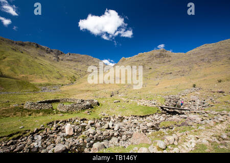 A sheep fold in Mickleden at the head of the Langdale Valley, Lake District, UK. Stock Photo