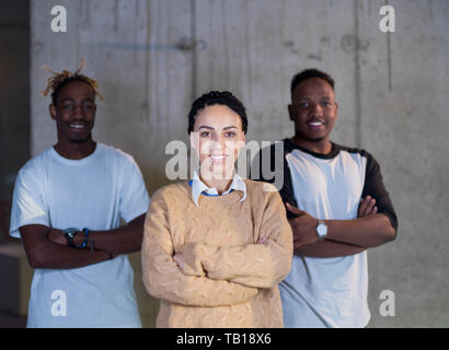 portrait of young multiethnic business team,architect and engineer on construction site while checking documents and business workflow in new startup  Stock Photo