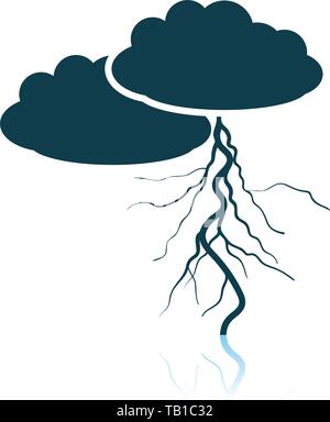 Clouds And Lightning Icon. Shadow Reflection Design. Vector Illustration. Stock Vector